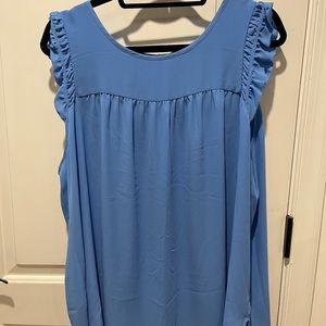 Blue blouse with ruffled sleeve- Loft